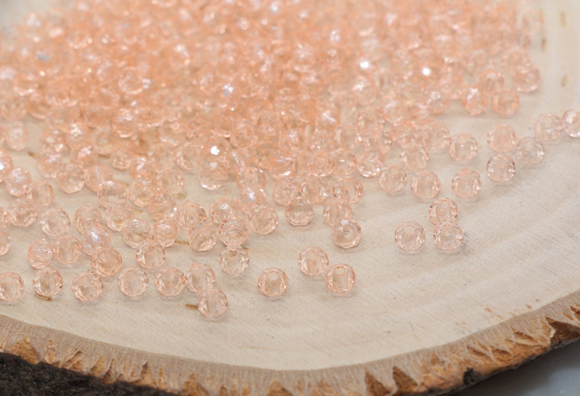 4mm Peach Transparent Faceted Rondelle Beads, Peach Faceted Acrylic Loose Beads, Bubblegum Beads, Bead for Bracelet #2867