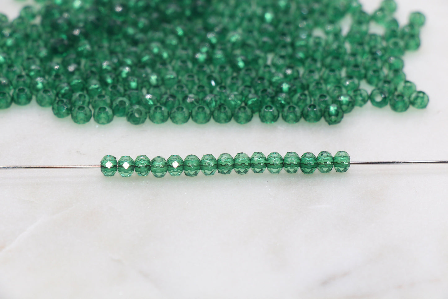 4mm Dark Green Transparent Faceted Rondelle Beads, Green Faceted Acrylic Loose Beads, Bubblegum Beads, Bead for Bracelet #2869