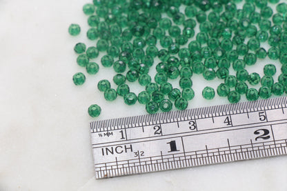 4mm Dark Green Transparent Faceted Rondelle Beads, Green Faceted Acrylic Loose Beads, Bubblegum Beads, Bead for Bracelet #2869