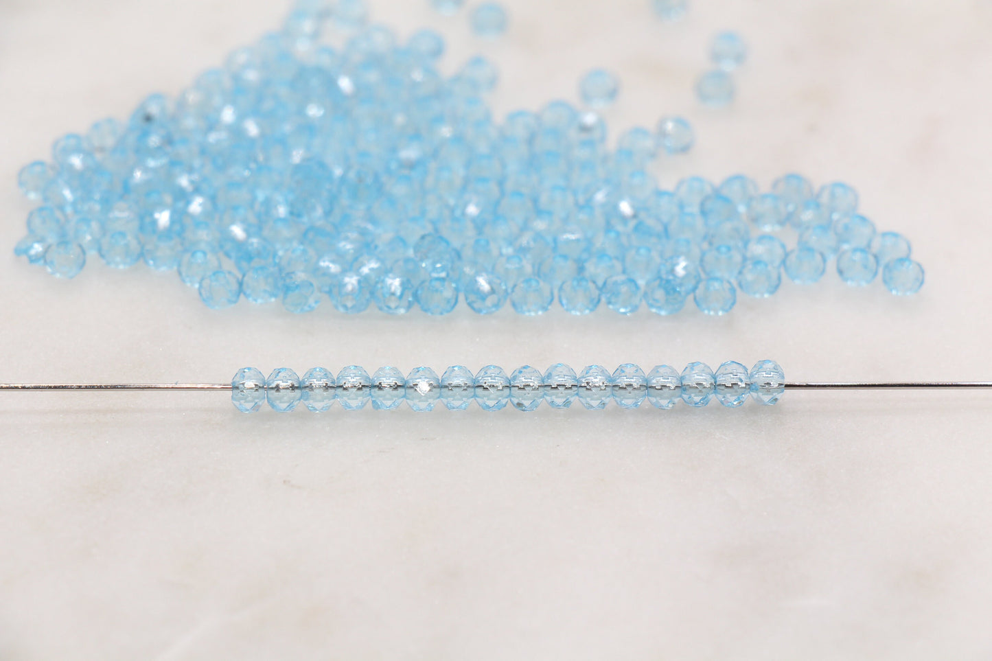 4mm Blue Transparent Faceted Rondelle Beads, Blue Faceted Acrylic Loose Beads, Bubblegum Beads, Bead for Bracelet #2870