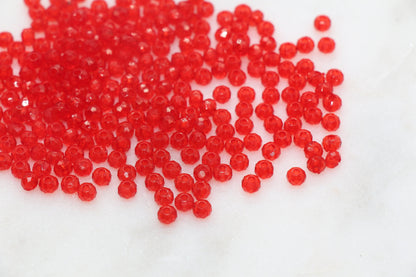 4mm Red Transparent Faceted Rondelle Beads, Red Faceted Acrylic Loose Beads, Bubblegum Beads, Bead for Bracelet #2871