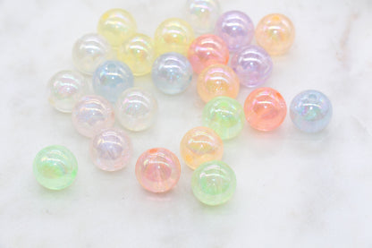 14mm Mix Glitter Round Beads, Iridescent Acrylic Gumball Beads, Translucent Round Spacer Beads, Bubblegum Beads, Plastic Round Bead #2875