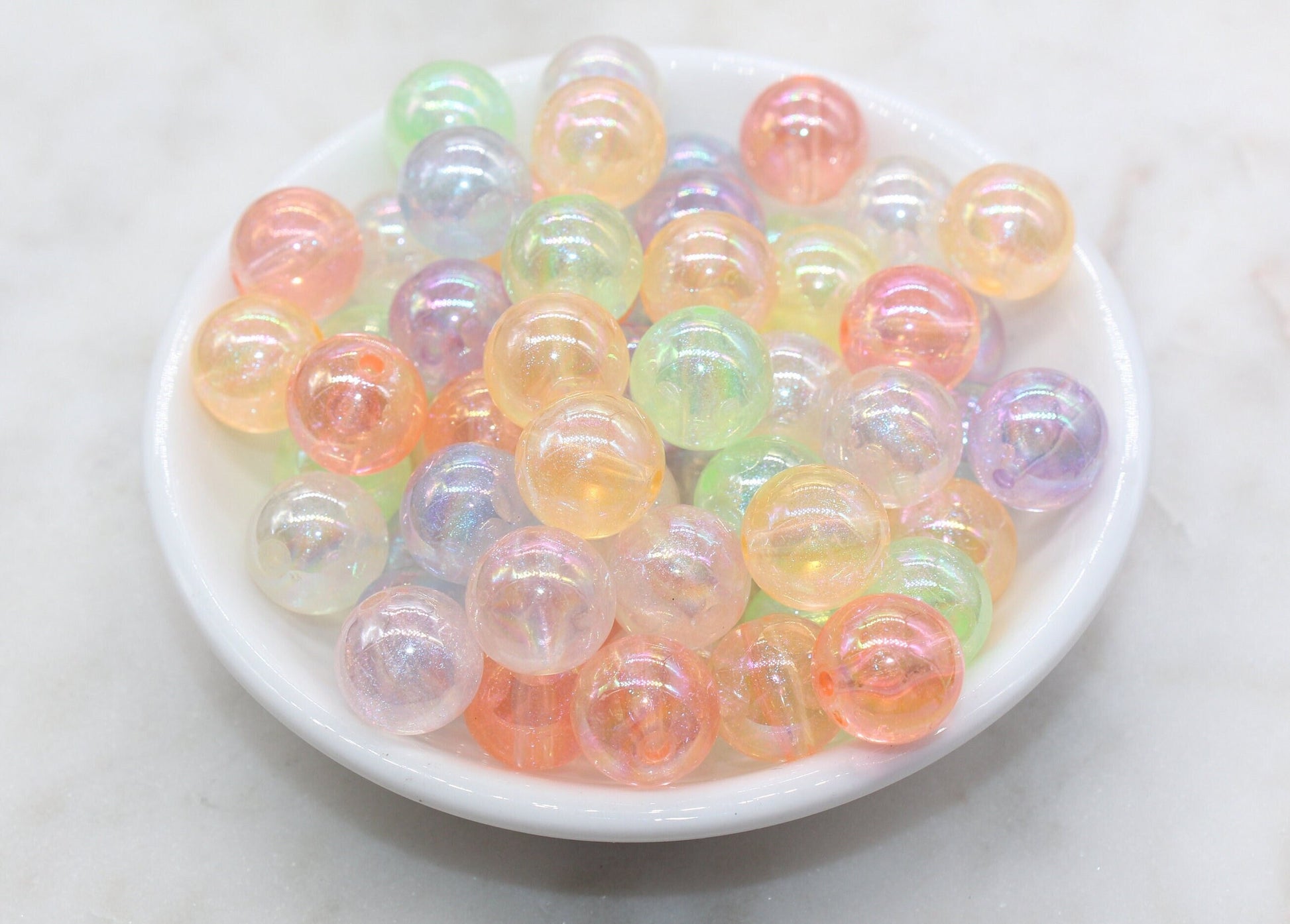 14mm Mix Glitter Round Beads, Iridescent Acrylic Gumball Beads, Translucent Round Spacer Beads, Bubblegum Beads, Plastic Round Bead #2875