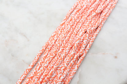 6mm Orange Speckled Heishi Beads, Orange with White Speckled Polymer Clay Disc Beads, African Disc Beads, Vinyl Heishi, 16 inch Strand #460