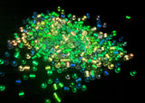 GLOW Glass Beads, 4mm 6/0 Glass Beads, Glow in Dark Transparent Beads with Mix Color Lining Beads, Rocailles Beads, Beading Supplies #2496