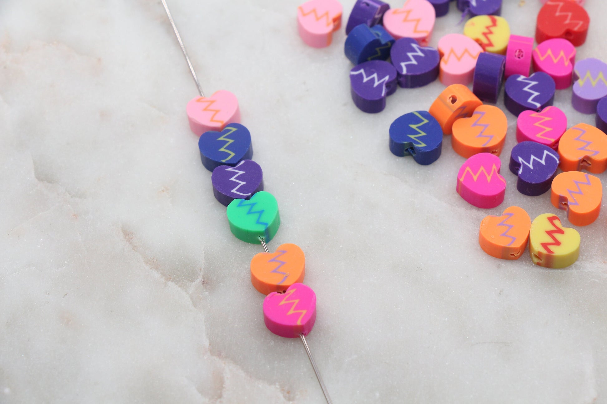 Mix Broken Heart Polymer Clay Beads, Heart Shape Clay Beads, Beads for Bracelet, Jewelry Beads #354