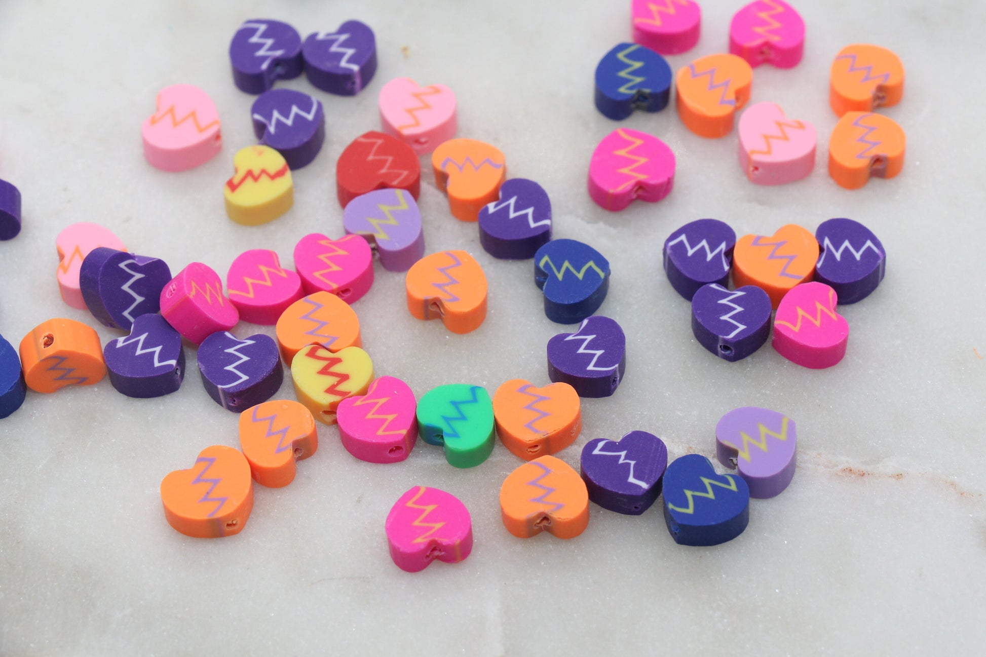 Mix Broken Heart Polymer Clay Beads, Heart Shape Clay Beads, Beads for Bracelet, Jewelry Beads #354