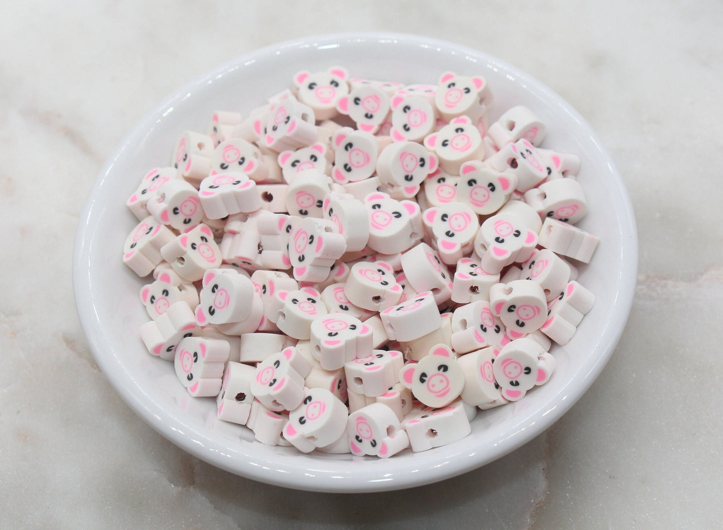 Kawaii Pig Polymer Clay Beads, Cute Pig Clay Beads, Farm Animal Clay Beads, Beads for Bracelet, Jewelry Beads #356