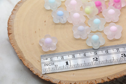 Matte Flower Beads, Frosted Mix Color Flower Beads, Multicolored Flower Shape Acrylic Beads, Bracelet Beads, Jewelry Beads #2877