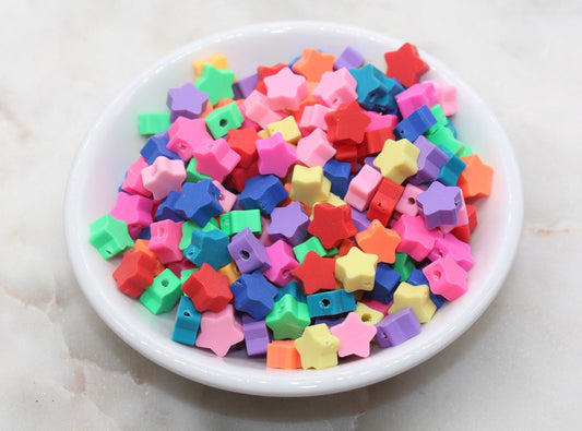 Star Polymer Clay Beads, Multicolored Star Fimo Cane Beads, Assorted Star Shape Beads, Rainbow Star Slice Beads #25