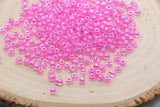 Glossy Transparent Glass Beads with Pink Lined, 4mm 6/0 Glass Round Beads, Pink Lined Seed Beads, Rocailles Beads, Beading Supplies #2882
