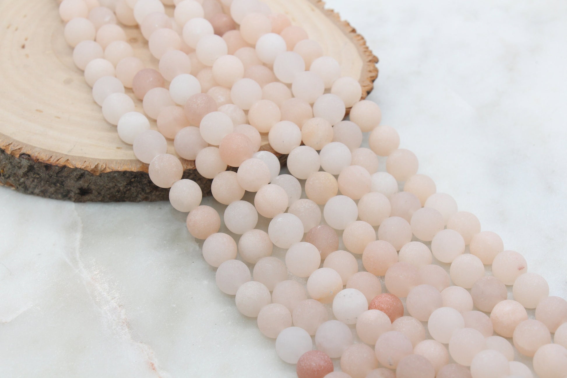 Frosted Pink Aventurine Beads, Peach Aventurine Beads, Matte Gemstone Smooth Round Beads, Size 4mm 6mm 8mm 10mm, Full Strand #252