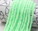 6mm light green speckled heishi beads for bracelets and DIY jewelry