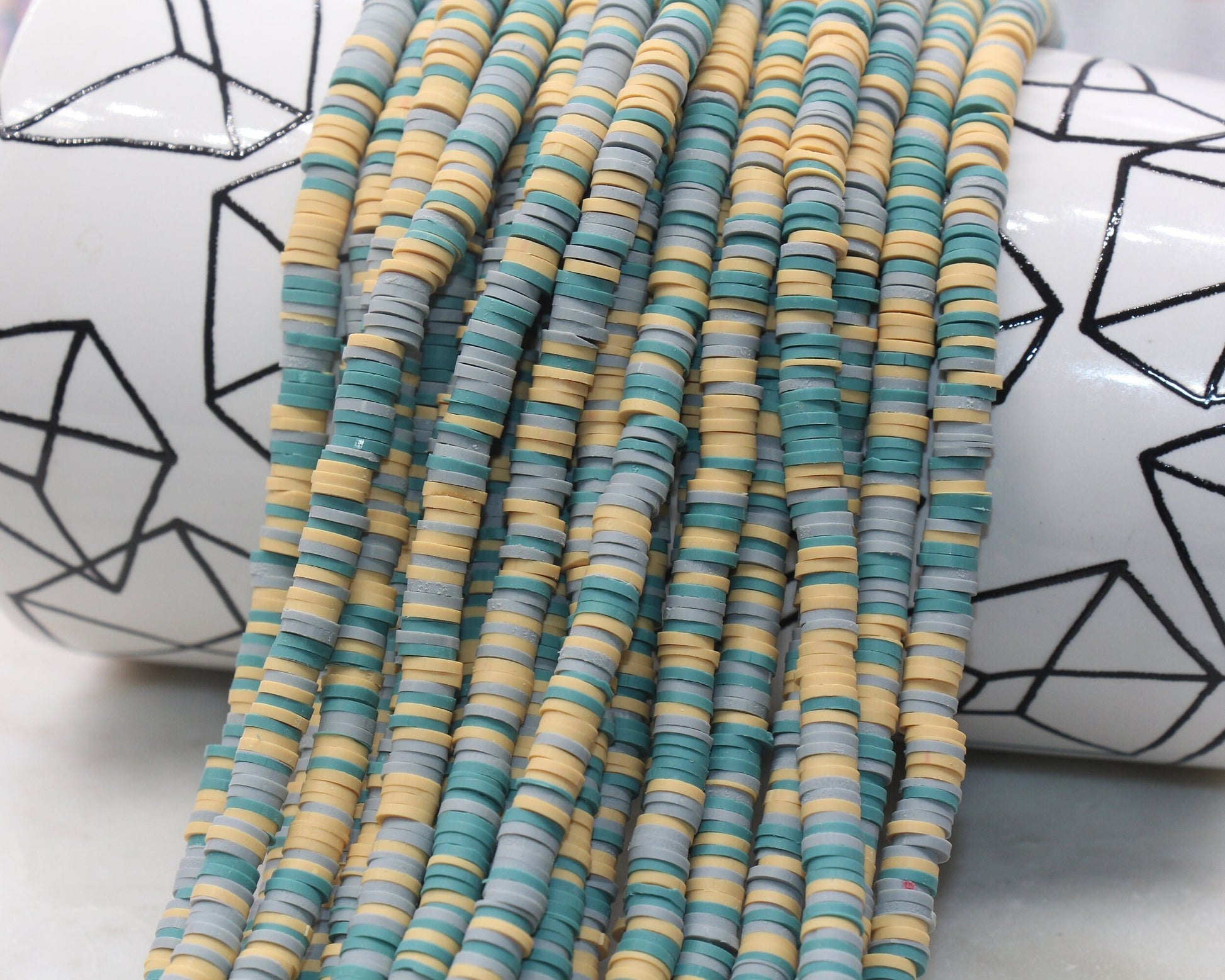 6mm Multicolor Heishi Beads, Polymer Clay Disc Beads, African Disc Beads, Wholesale Vinyl Heishi Beads, 16 inch Strand #392