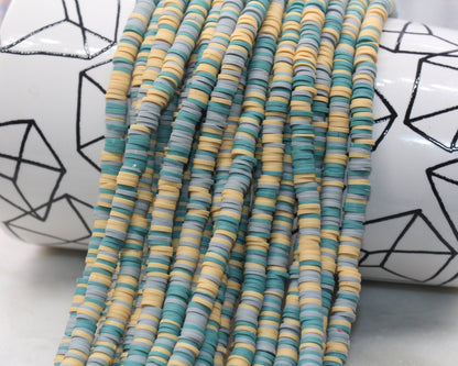 6mm Multicolor Heishi Beads, Polymer Clay Disc Beads, African Disc Beads, Wholesale Vinyl Heishi Beads, 16 inch Strand #392