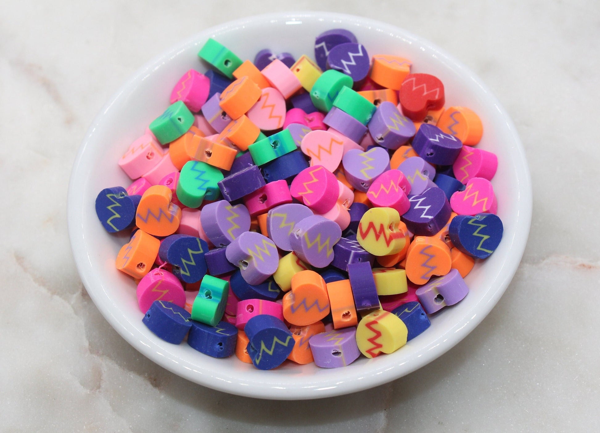 Mix Broken Heart Polymer Clay Beads, Heart Shape Clay Beads, Beads for Bracelet, Jewelry Beads #354