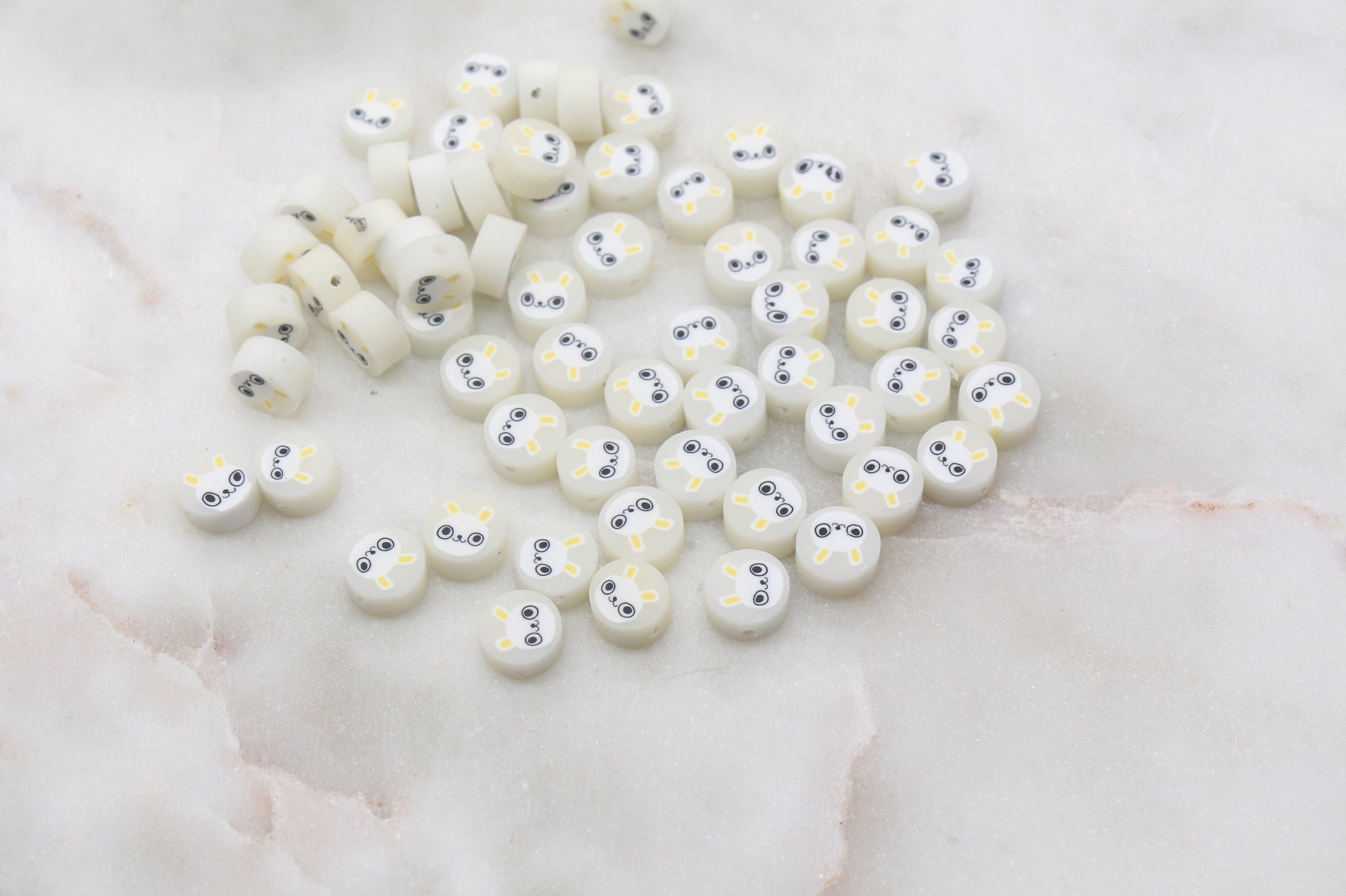 Bunny Polymer Clay Beads, Cute Bunny Clay Beads, Bunny Clay Loose Beads, Easter Themed Bunny Beads, Jewelry Beading Supplies #357