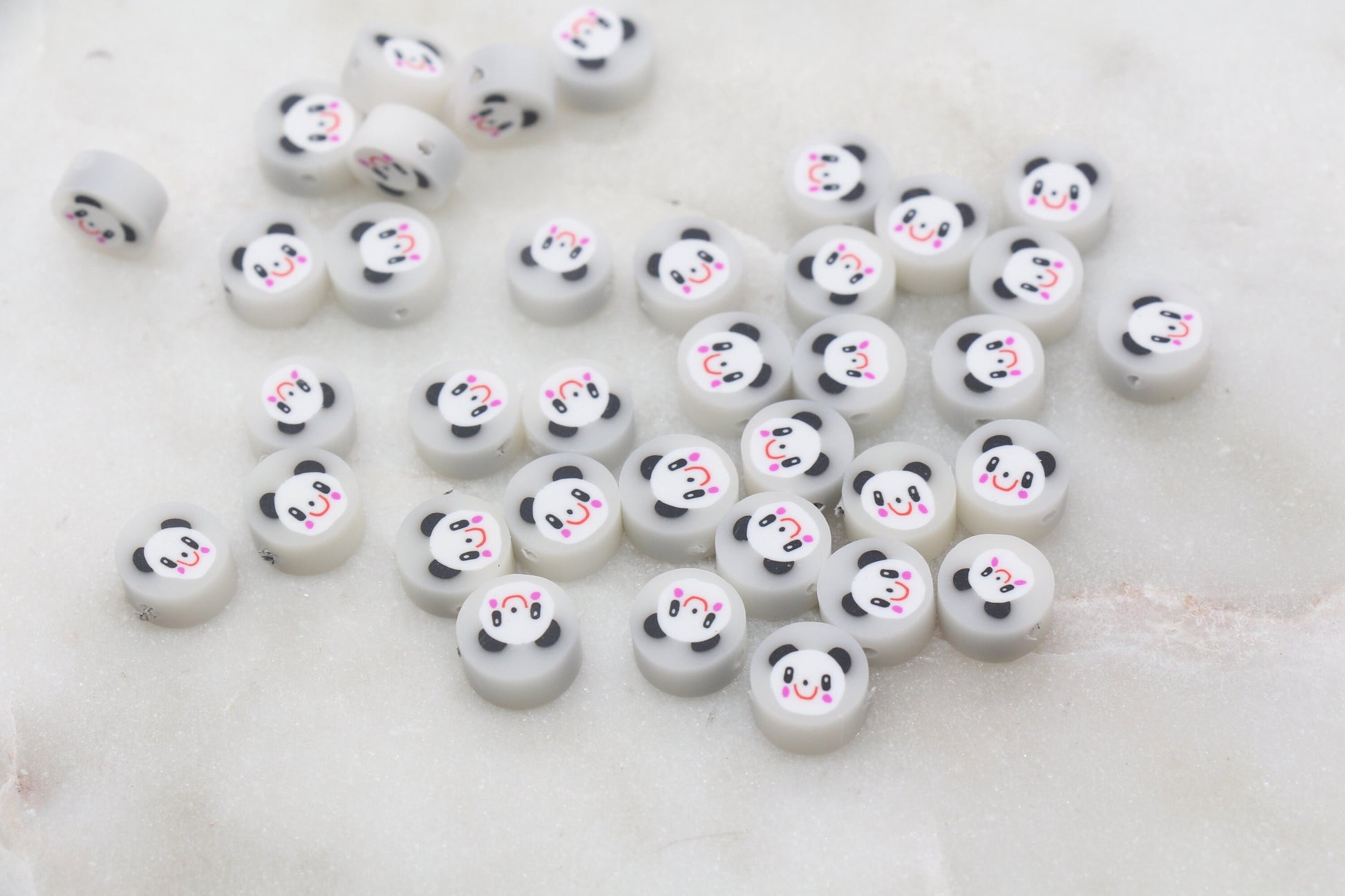 Cute Panda Polymer Clay Beads, Kawaii Panda Clay Beads, Animal Themed Clay Beads, Jewelry Beads, Beads for Bracelet #358