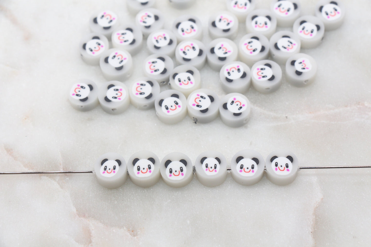 Cute Panda Polymer Clay Beads, Kawaii Panda Clay Beads, Animal Themed Clay Beads, Jewelry Beads, Beads for Bracelet #358