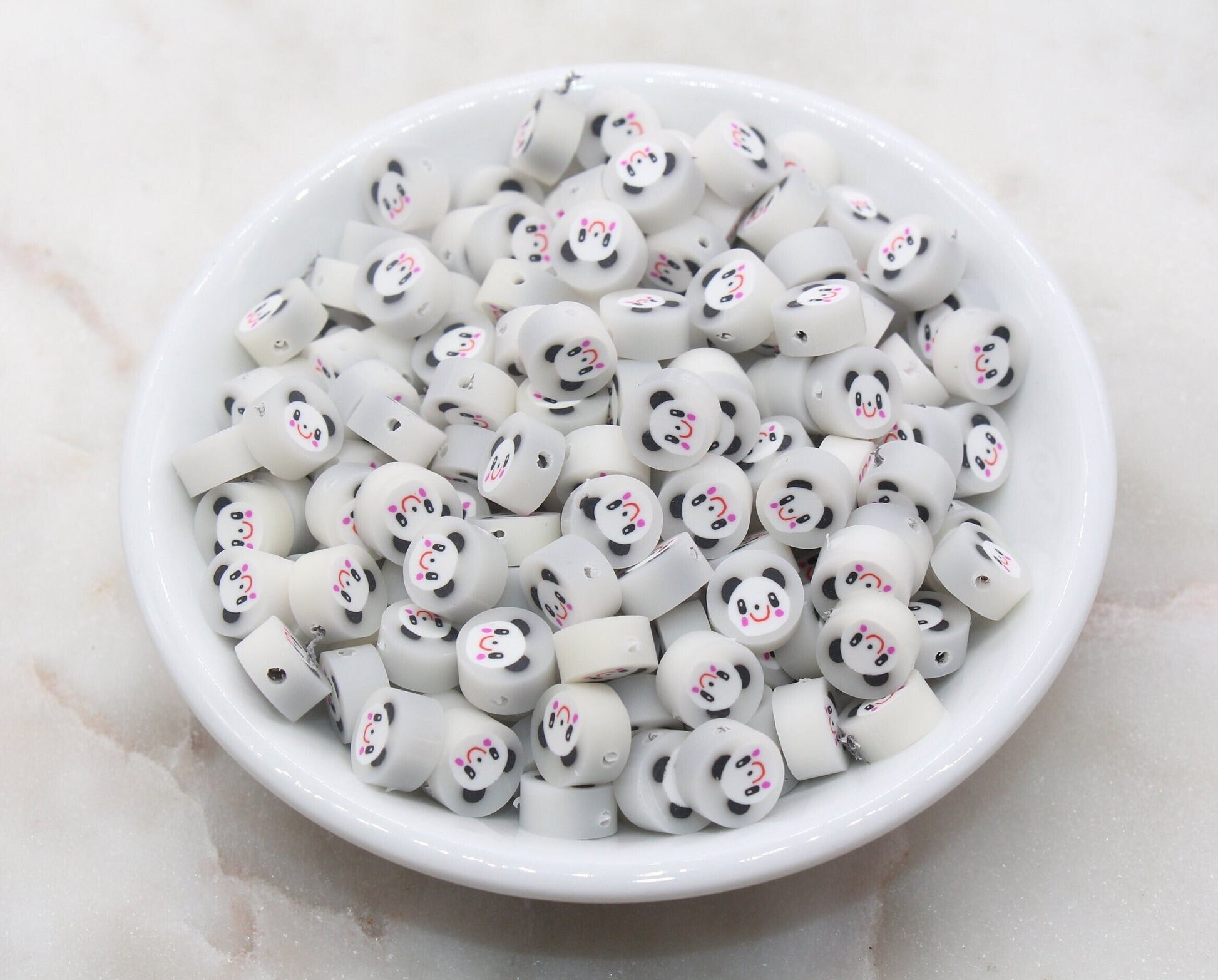 Cute Panda Polymer Clay Beads, Kawaii Panda Clay Beads, Animal Themed Clay Beads, Jewelry Beads, Beads for Bracelet #358