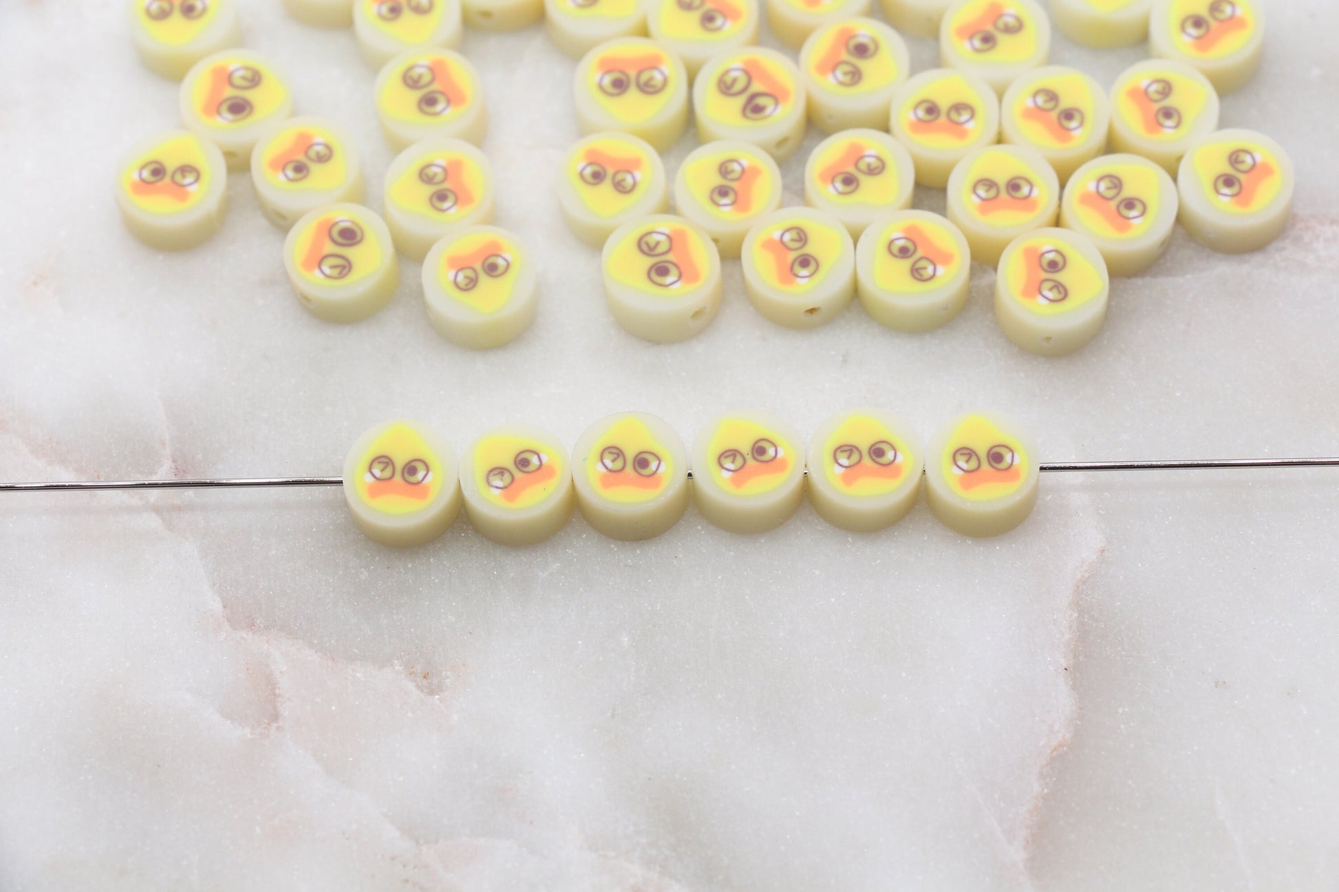 Kawaii Duck Polymer Clay Beads, Cute Duckie Beads, Beads for Bracelet, Jewelry Beads #361