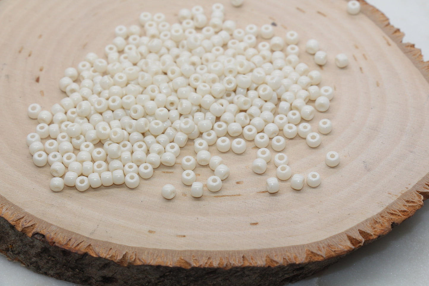 Ivory Glass Seed Beads, 4mm 6/0 Glass Round Seed Beads, Ivory Opaque Seed Beads, Rocailles Beads, Beading Supplies #1133