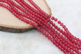 Pinkish Red Jade Beads, Smooth Gemstone Round Loose Beads, Sizes 6mm 8mm, Full Strand #249