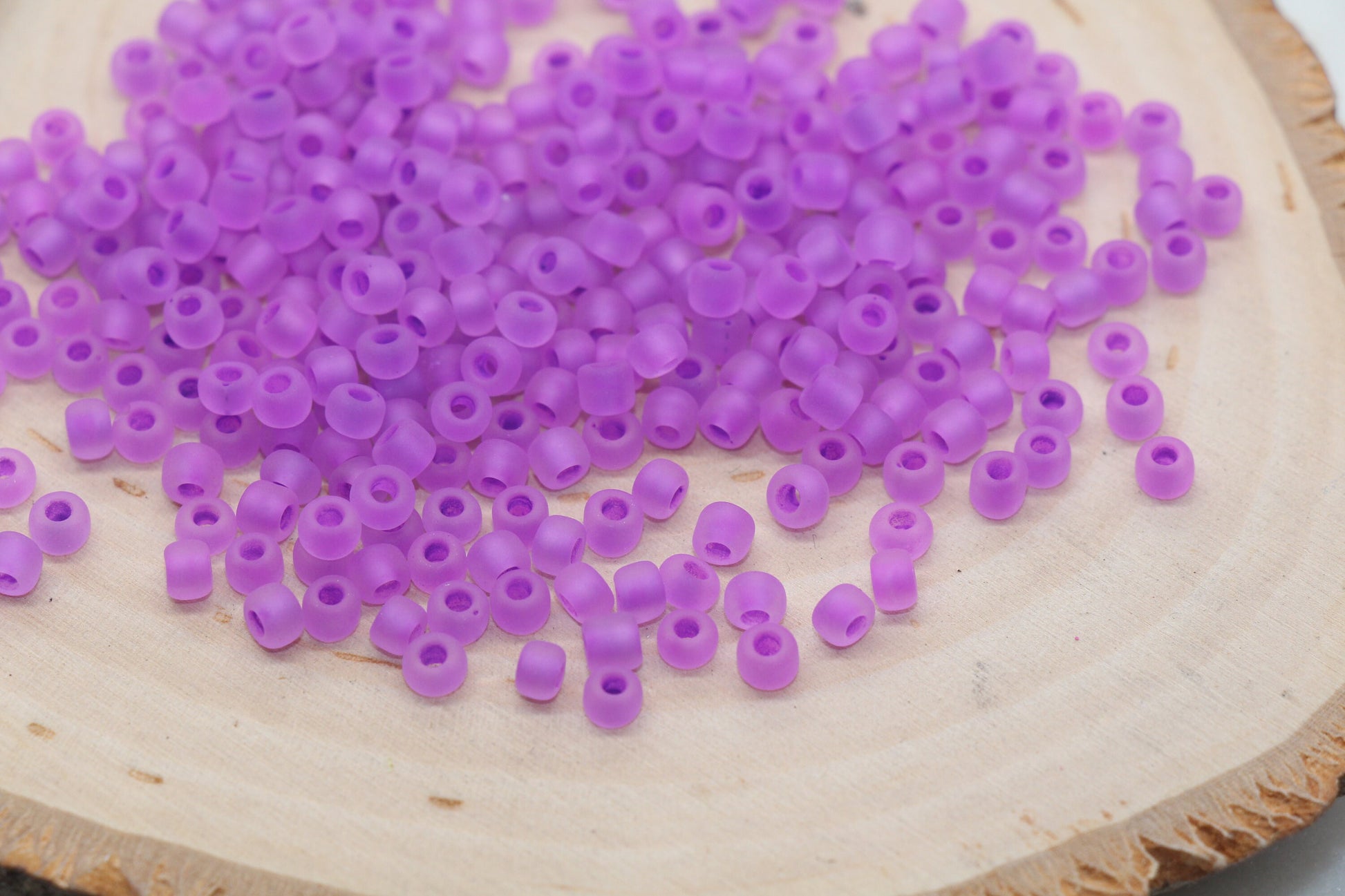 GLOW Matte Glass Beads, 4mm 6/0 Glass Beads, Glow in Dark Frosted Orchid Purple Seed Beads, Rocailles Beads, Beading Supplies #2881