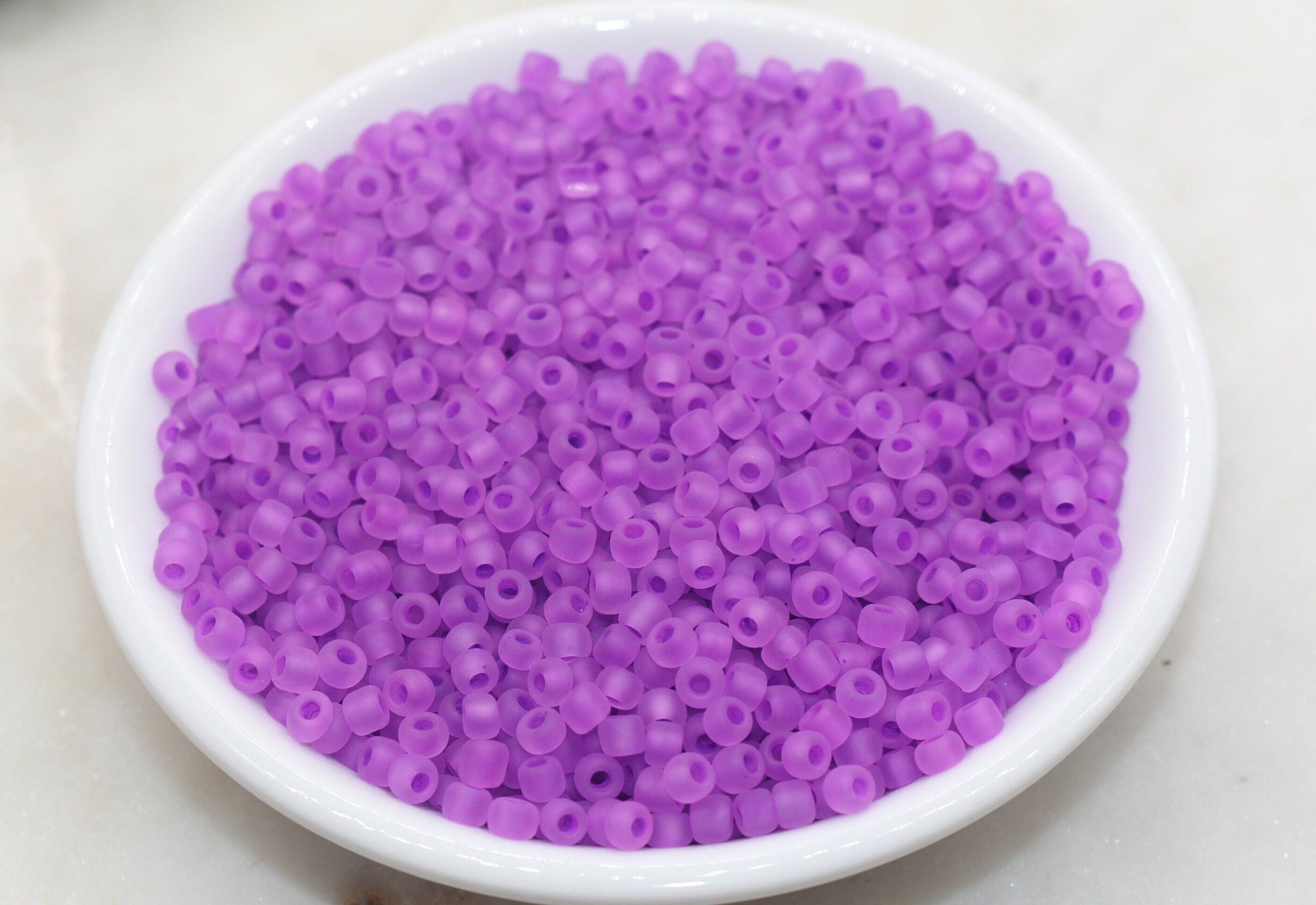 GLOW Matte Glass Beads, 4mm 6/0 Glass Beads, Glow in Dark Frosted Orchid Purple Seed Beads, Rocailles Beads, Beading Supplies #2881