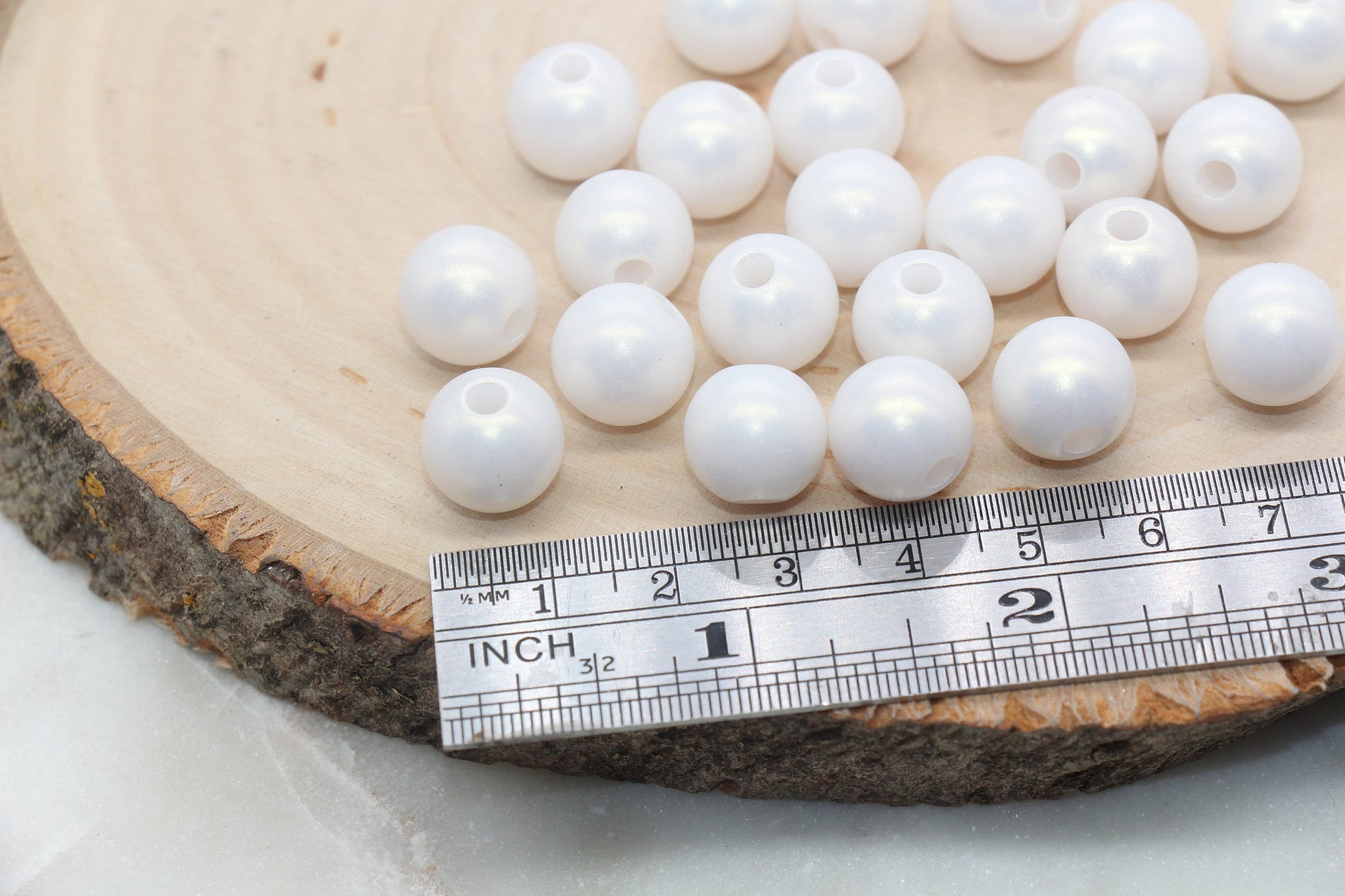 12mm Off White Shimmer Gumball Beads, Round Acrylic Loose Beads, Bubblegum Beads, Chunky Beads, Round Plastic Beads #20