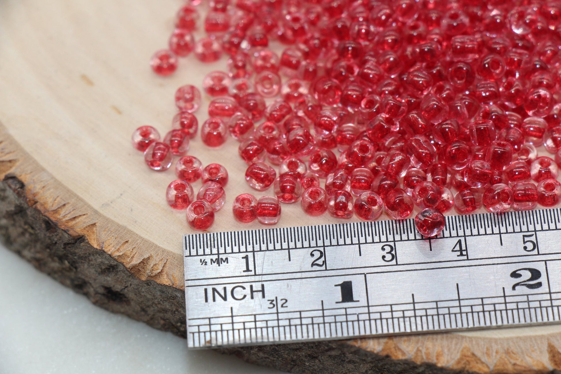 Transparent Glass Beads with Red Lined, 4mm 6/0 Glass Round Beads, Red Lined Seed Beads, Rocailles Beads, Beading Supplies #2087