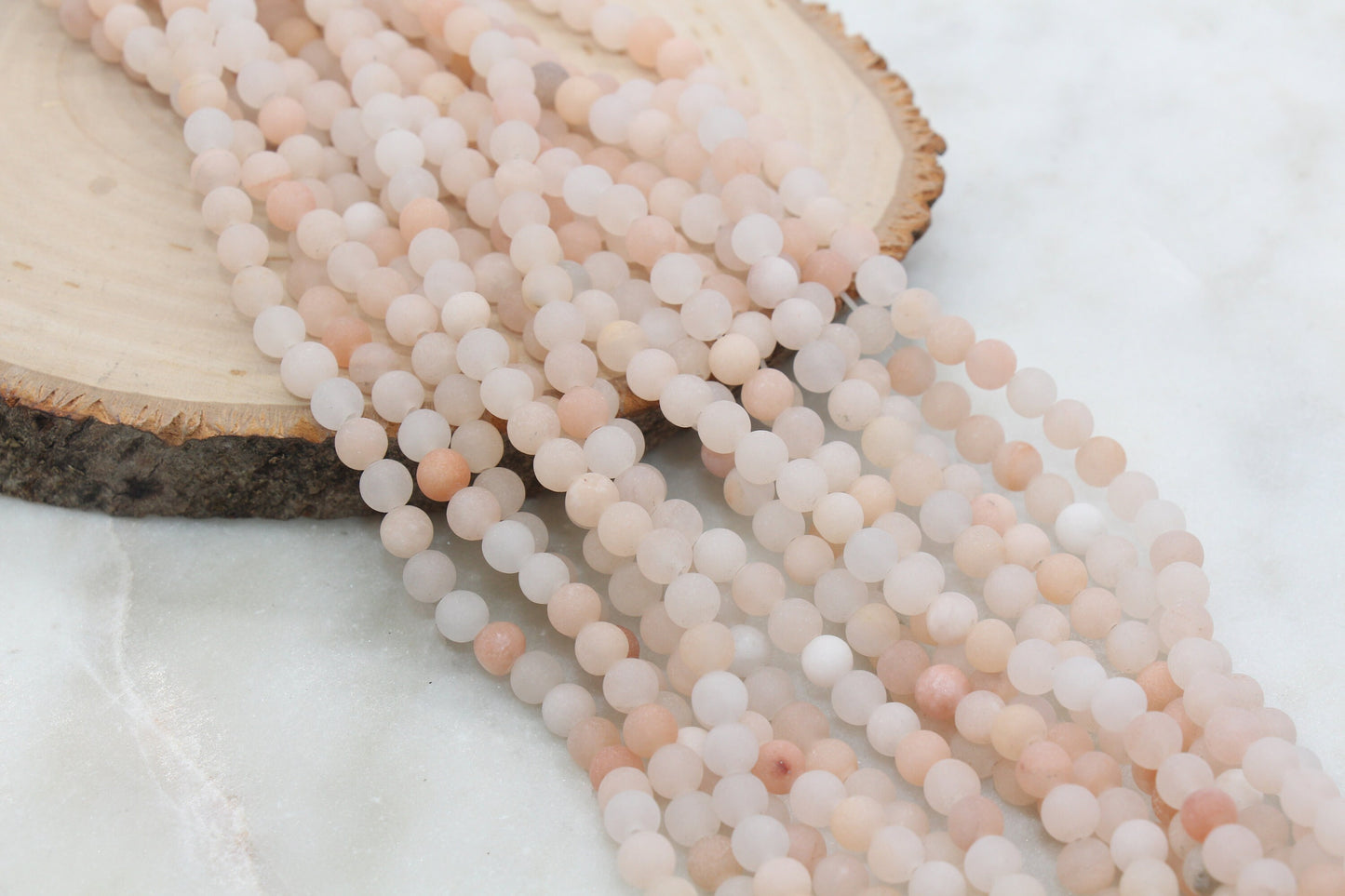 Frosted Pink Aventurine Beads, Peach Aventurine Beads, Matte Gemstone Smooth Round Beads, Size 4mm 6mm 8mm 10mm, Full Strand #252