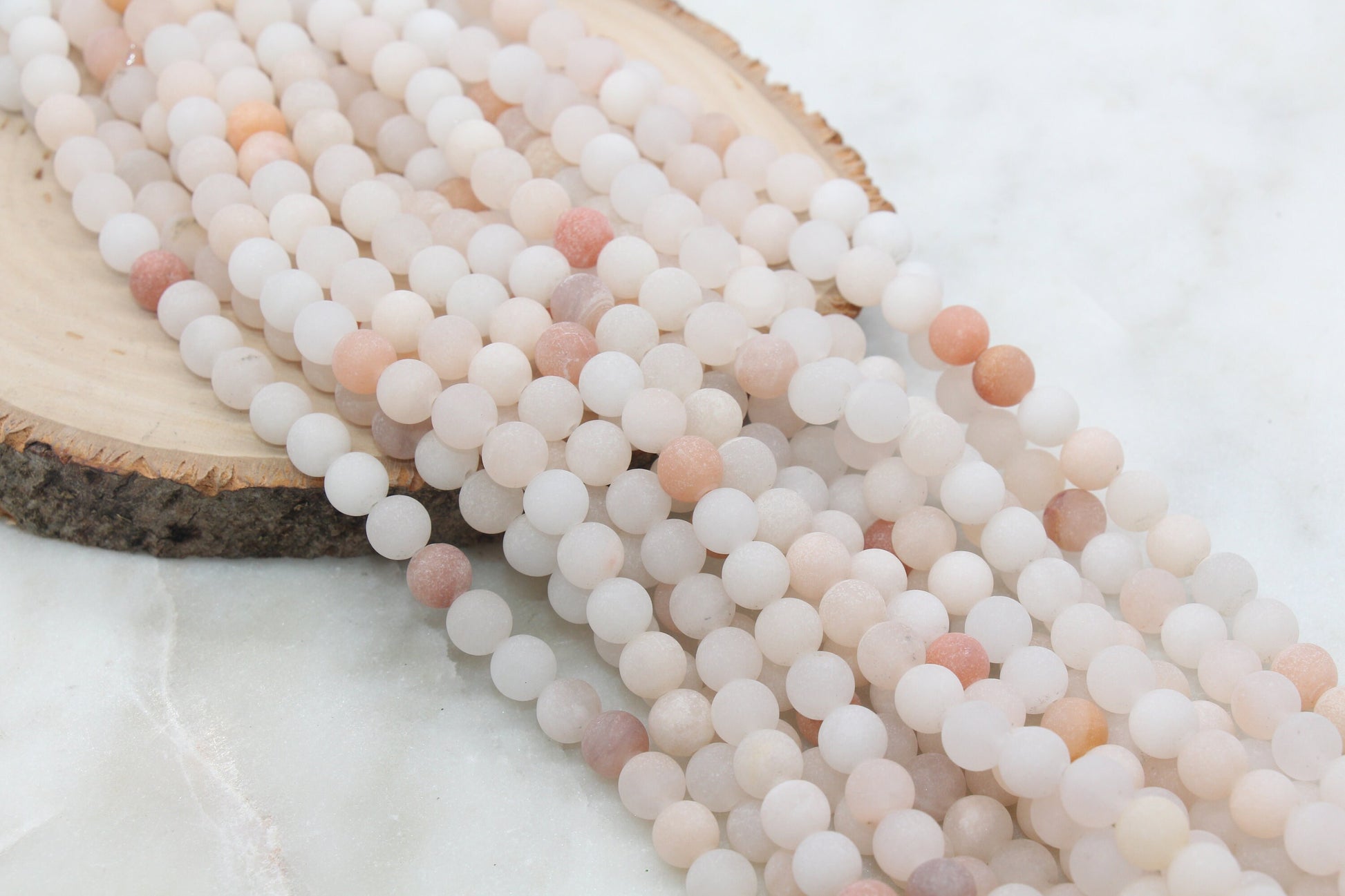 Frosted Pink Aventurine Beads, Peach Aventurine Beads, Matte Gemstone Smooth Round Beads, Size 4mm 6mm 8mm 10mm, Full Strand #252