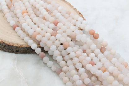 Frosted Pink Aventurine Beads, Peach Aventurine Beads, Matte Gemstone Smooth Round Beads, Size 4mm 6mm 8mm 10mm, Full Strand #252