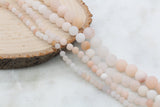 Frosted Pink Aventurine Beads, Peach Aventurine Beads, Matte Gemstone Smooth Round Beads, Size 4mm 6mm 8mm 10mm, Full Strand #252
