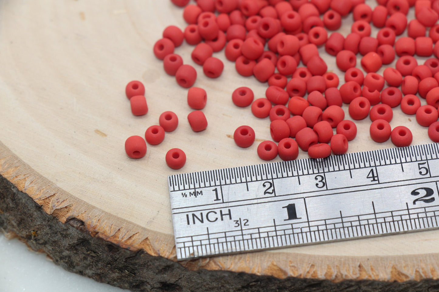 Matte Glass Seed Beads, 4mm 6/0 Glass Round Seed Beads, Matte Red Seed Beads, Red Glass Rocailles Beads, Beading Supplies #2883