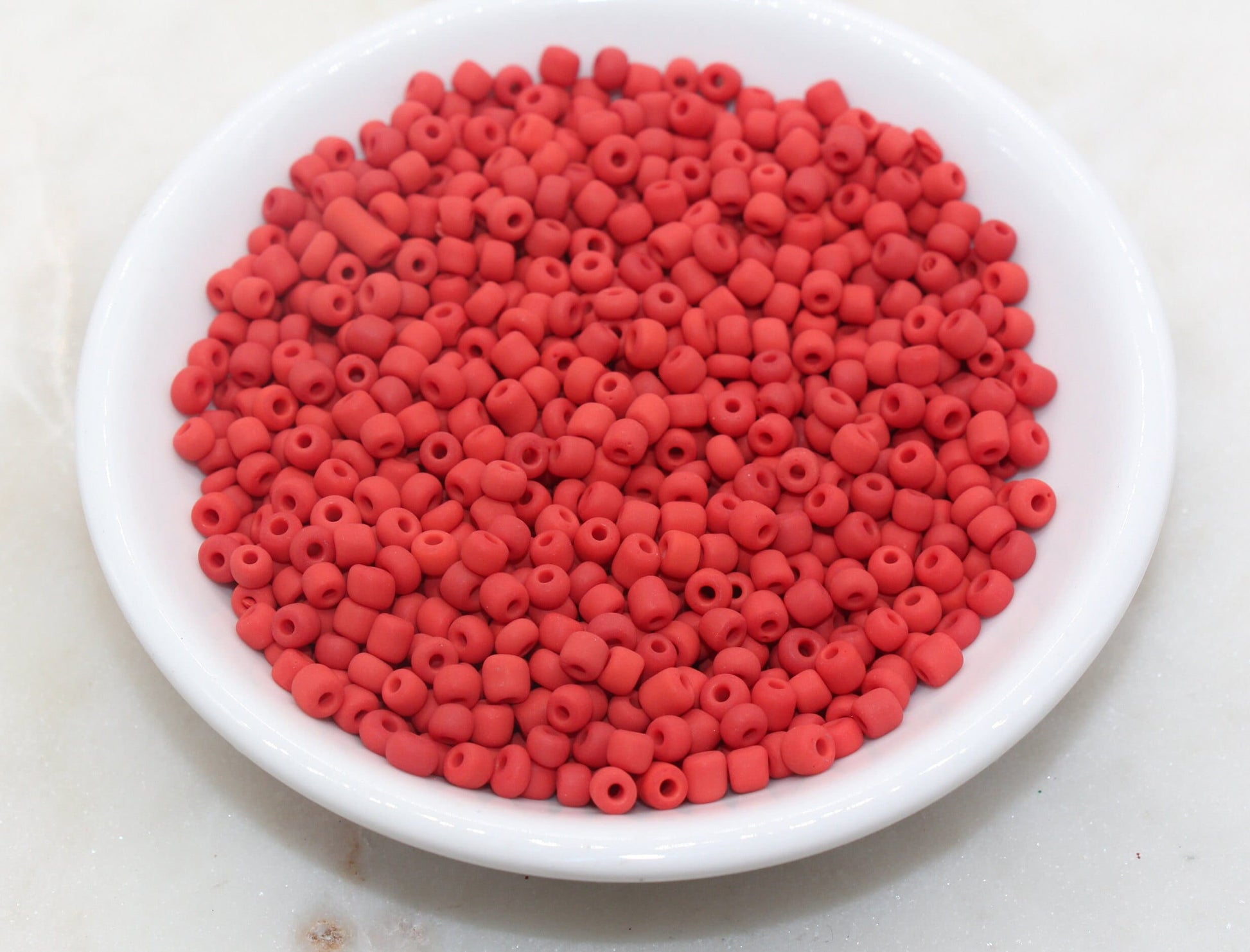 Matte Glass Seed Beads, 4mm 6/0 Glass Round Seed Beads, Matte Red Seed Beads, Red Glass Rocailles Beads, Beading Supplies #2883