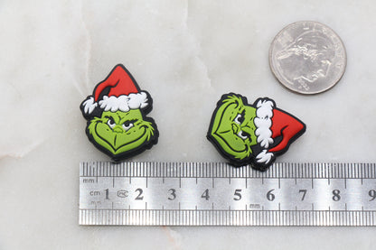 Grinch Silicone Beads, Mean One Christmas Silicone Beads, Christmas Chunky Beads, Silicone Loose Beads, Christmas Focal Beads #366