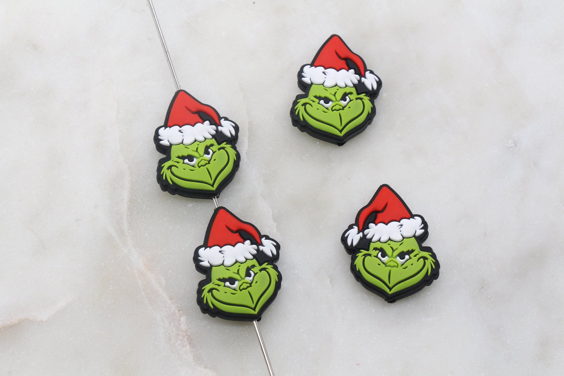 Grinch Silicone Beads, Mean One Christmas Silicone Beads, Christmas Chunky Beads, Silicone Loose Beads, Christmas Focal Beads #366