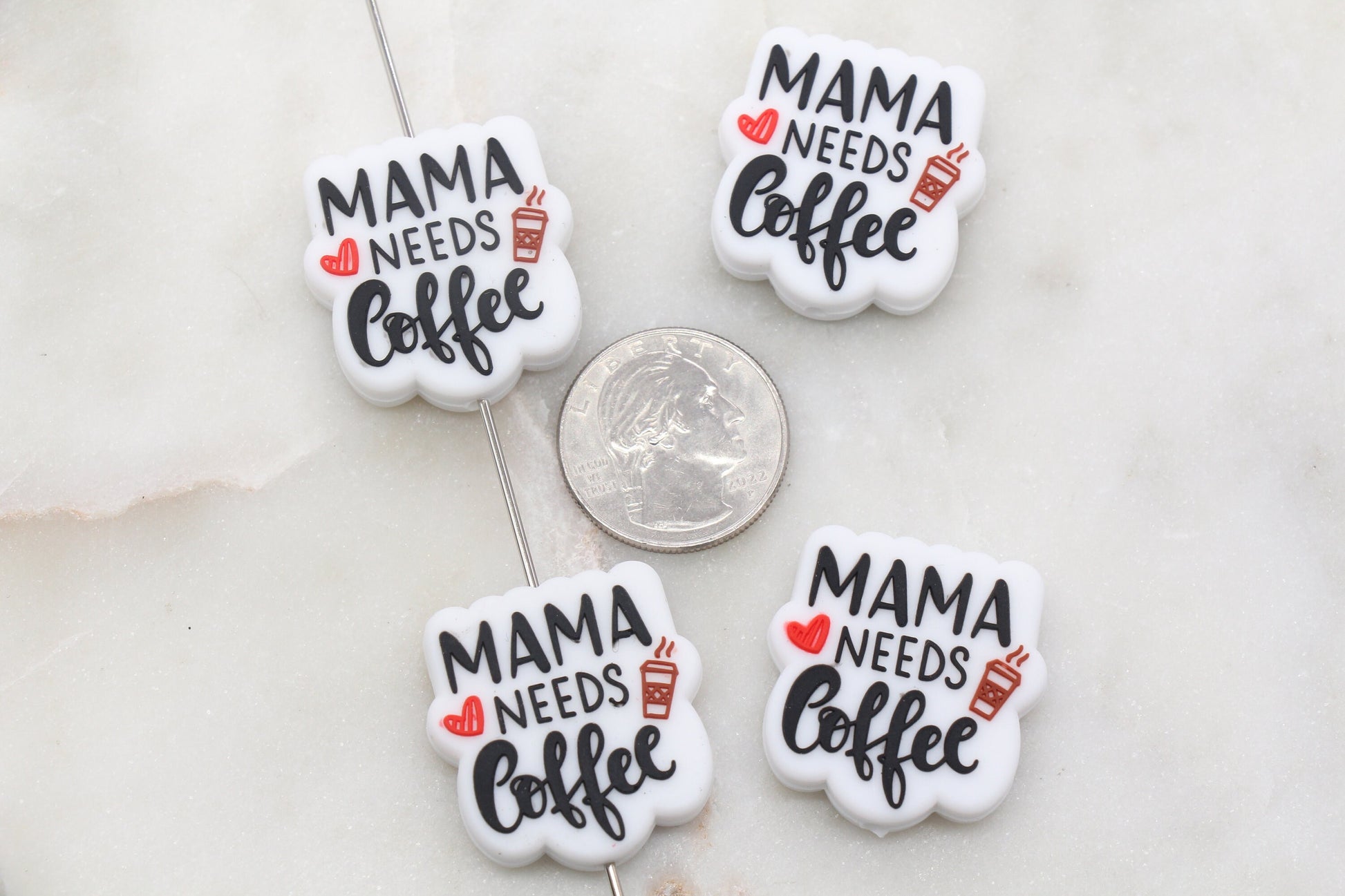 MAMA Needs Coffee Silicone Beads, MAMA Silicone Beads, Coffee Silicone Chunky Beads, Silicone Loose Beads, Focal Beads #382