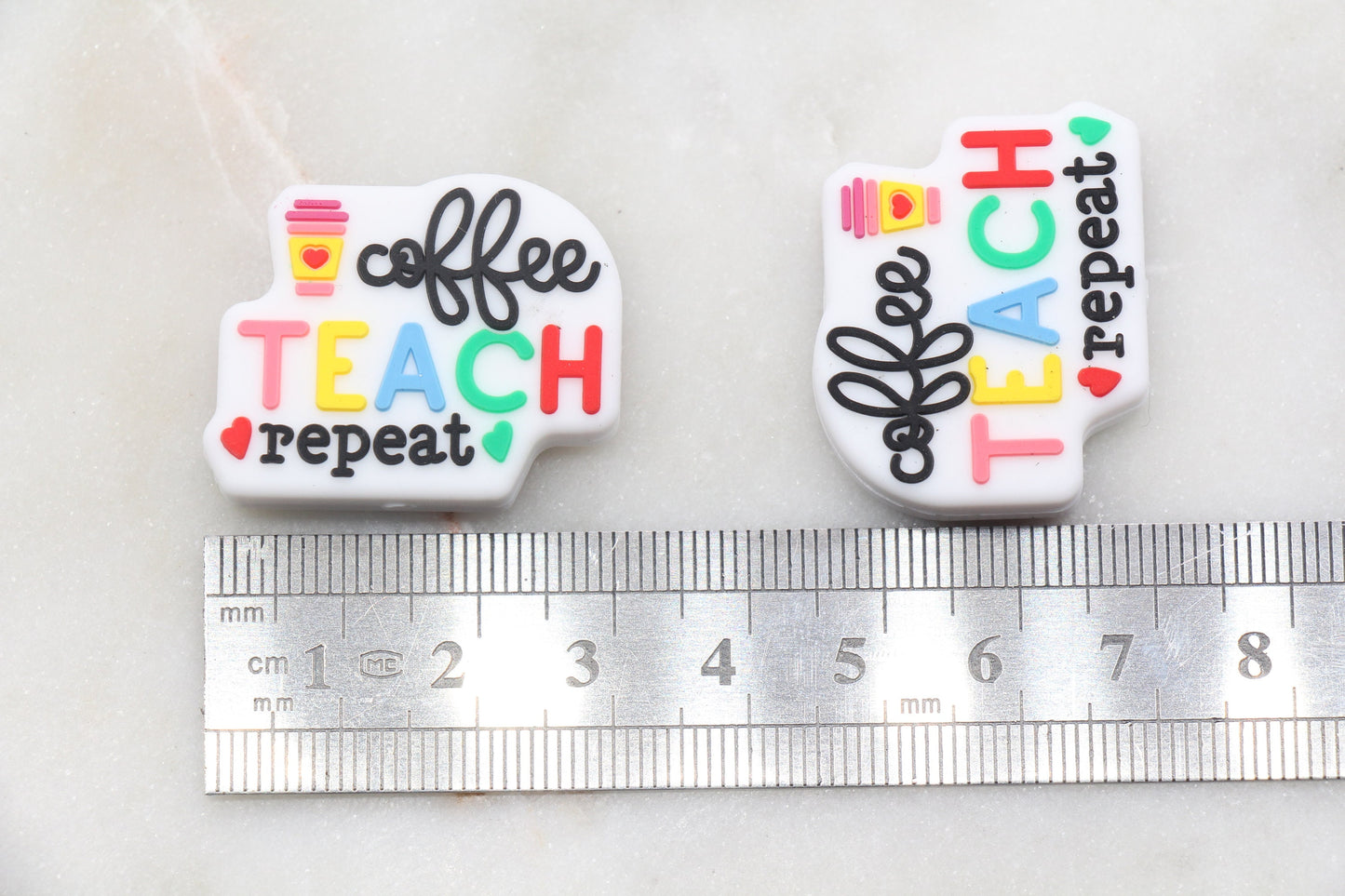 Coffee Teach Repeat Silicone Beads, Teacher Silicone Beads, Silicone Loose Beads, Christmas Focal Beads #381