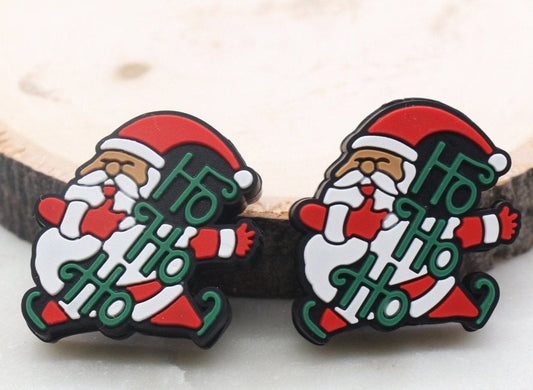 Santa Claus Silicone Beads, HO HO HO Christmas Silicone Beads, Christmas Chunky Beads, Silicone Loose Beads, Christmas Focal Beads #370