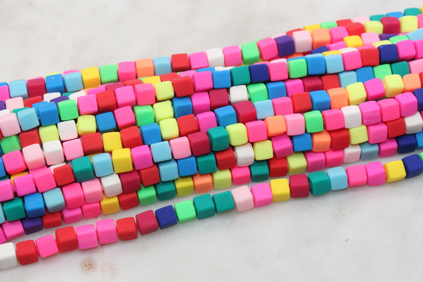 6mm Cube Polymer Clay Beads, Mix Color Heishi Beads, Rainbow Mix Square Clay Beads, Jewelry Beads, Bead for Bracelet #314