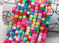 6mm rainbow cube mix heishi beads for bracelets and DIY jewelry