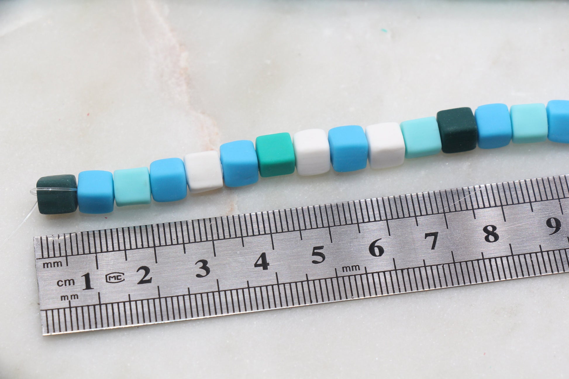 6mm Cube Polymer Clay Beads, Mix Color Heishi Beads, Green, Blue and White Mix Square Clay Beads, Jewelry Beads, Bead for Bracelet #451