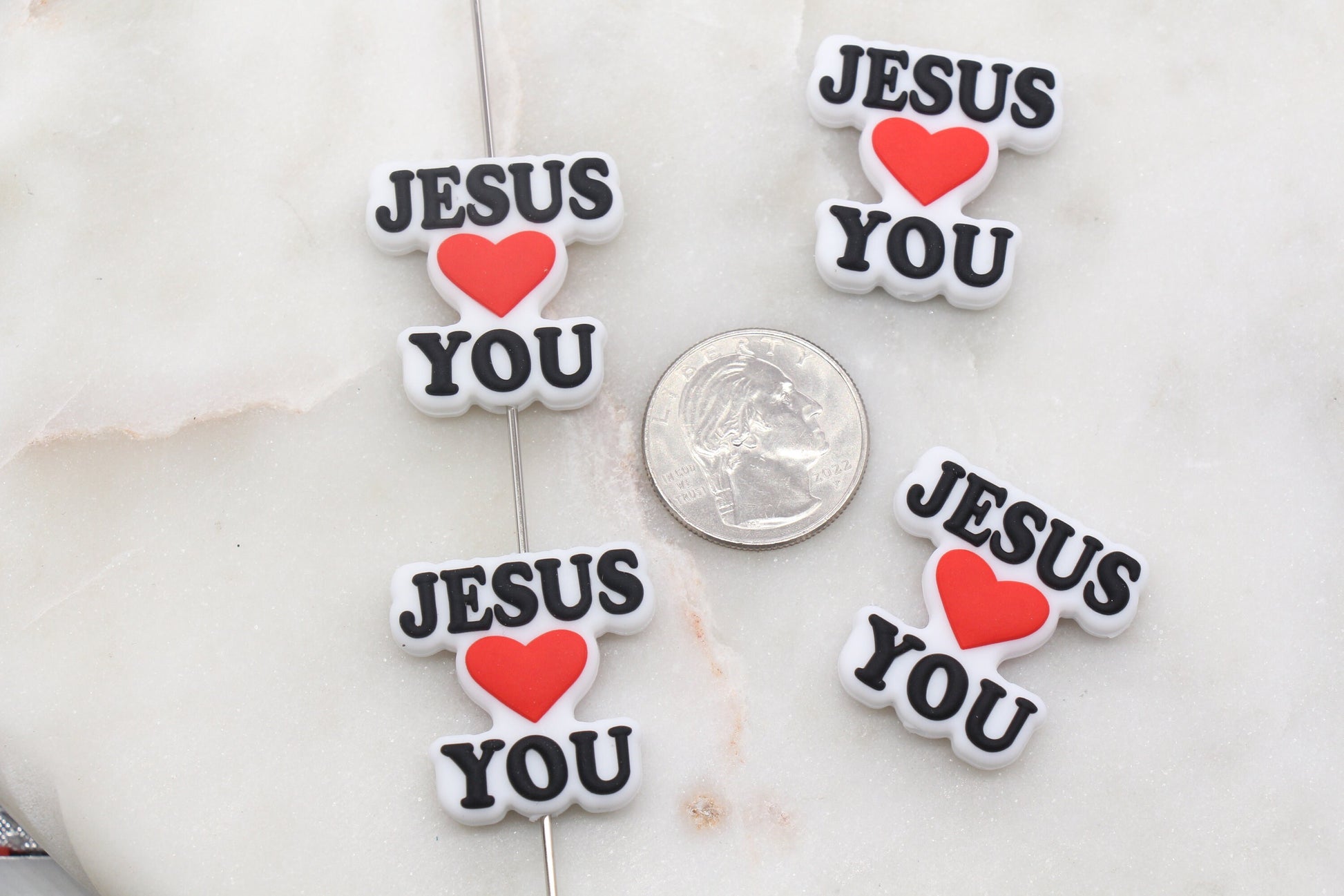 Jesus Loves You Silicone Beads, Love You Silicone Beads, Religious Chunky Beads, Silicone Loose Beads, Focal Beads #379