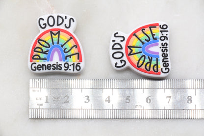 God's Promise Silicone Beads, Genesis 9:16 Silicone Beads, Rainbow Silicone Beads, Silicone Loose Beads, Religious Focal Beads #380