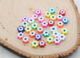 9mm flower shape evil eye polymer clay beads, halloween clay charms for bracelets