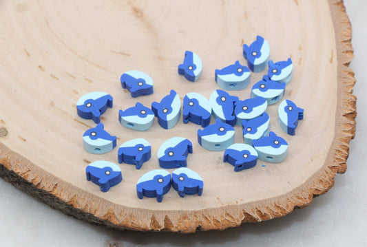 Shark Polymer Clay Beads, Blue Shark Clay Beads, Blue Fish Beads, Ocean Themed Beads #102