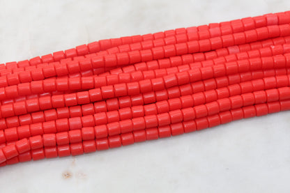 6mm Wide Column Chunky Polymer Clay Beads, Bright Red Heishi Spacer Beads, Clay Tube Beads, Barrel Beads Heishi Beads #486